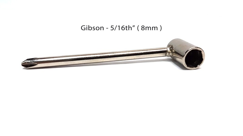 Brio 5/16" Box Truss Rod Wrench, With Phillips Head Screwdriver on End. Socket length .375" Silver Fits Gibson Les Paul , SG, E335