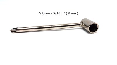 Brio 5/16" Box Truss Rod Wrench, With Phillips Head Screwdriver on End. Socket length .375" Silver Fits Gibson Les Paul , SG, E335