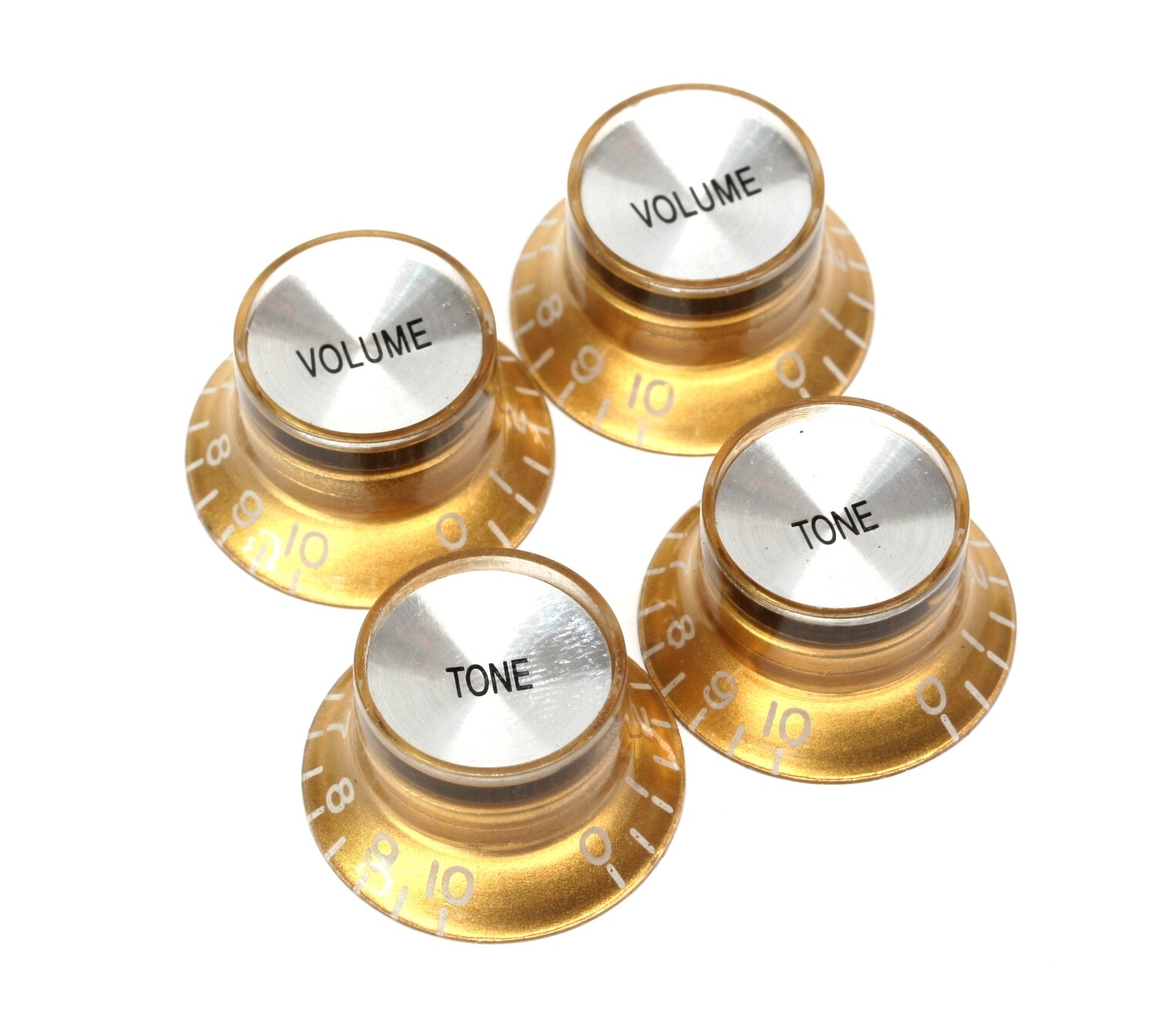 Brio Set of 4 Reflector Knobs Gold w/Silver Top METRIC SIZE ( 18 Splines )