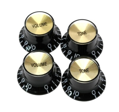 Brio Set of 4 Reflector Knobs Black w/Gold Top