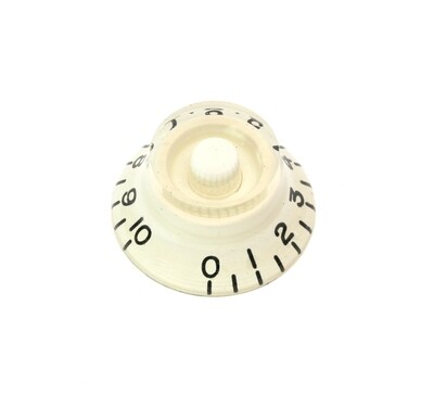 White Bell knob, vintage style numbers, fits USA split shaft pots.