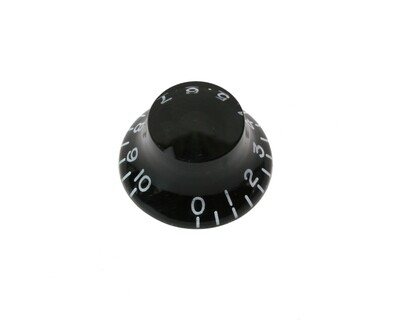 Black Bell knob, vintage style numbers, fits USA split shaft pots.