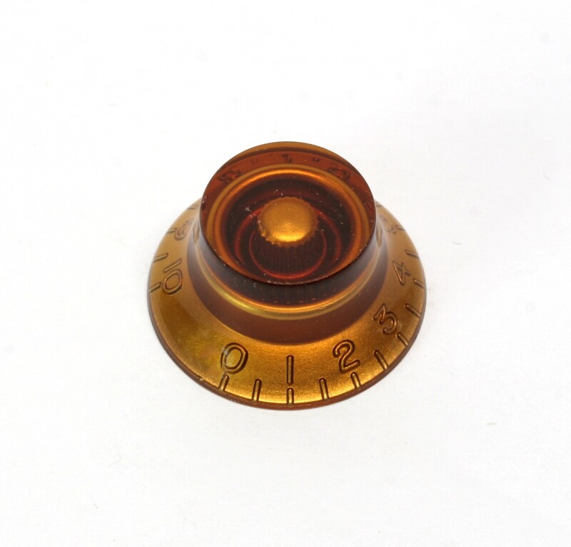 Amber Bell knob, vintage style numbers, fits USA split shaft pots.