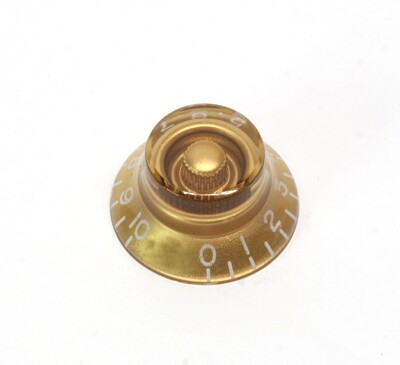 Gold Bell knob, vintage style numbers, fits USA split shaft pots.