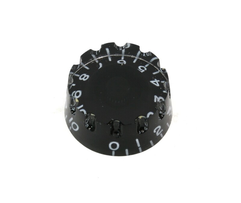 Black Speed knob *Knurled vintage style numbers, fits USA split shaft pots.