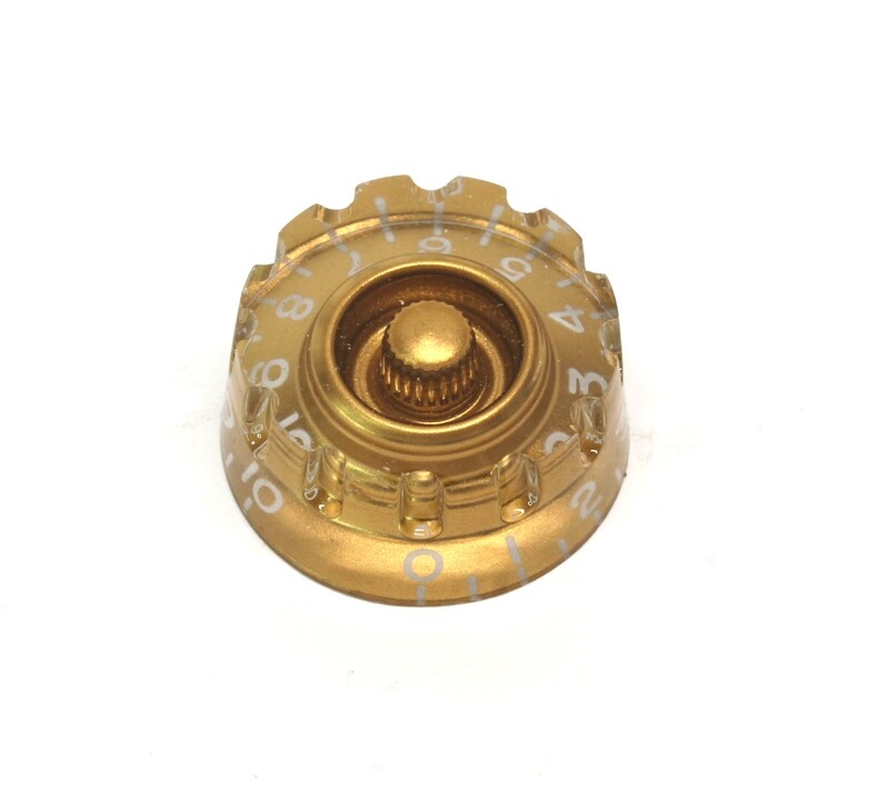 Gold Speed knobs *Knurled vintage style numbers, fits USA split shaft pots.