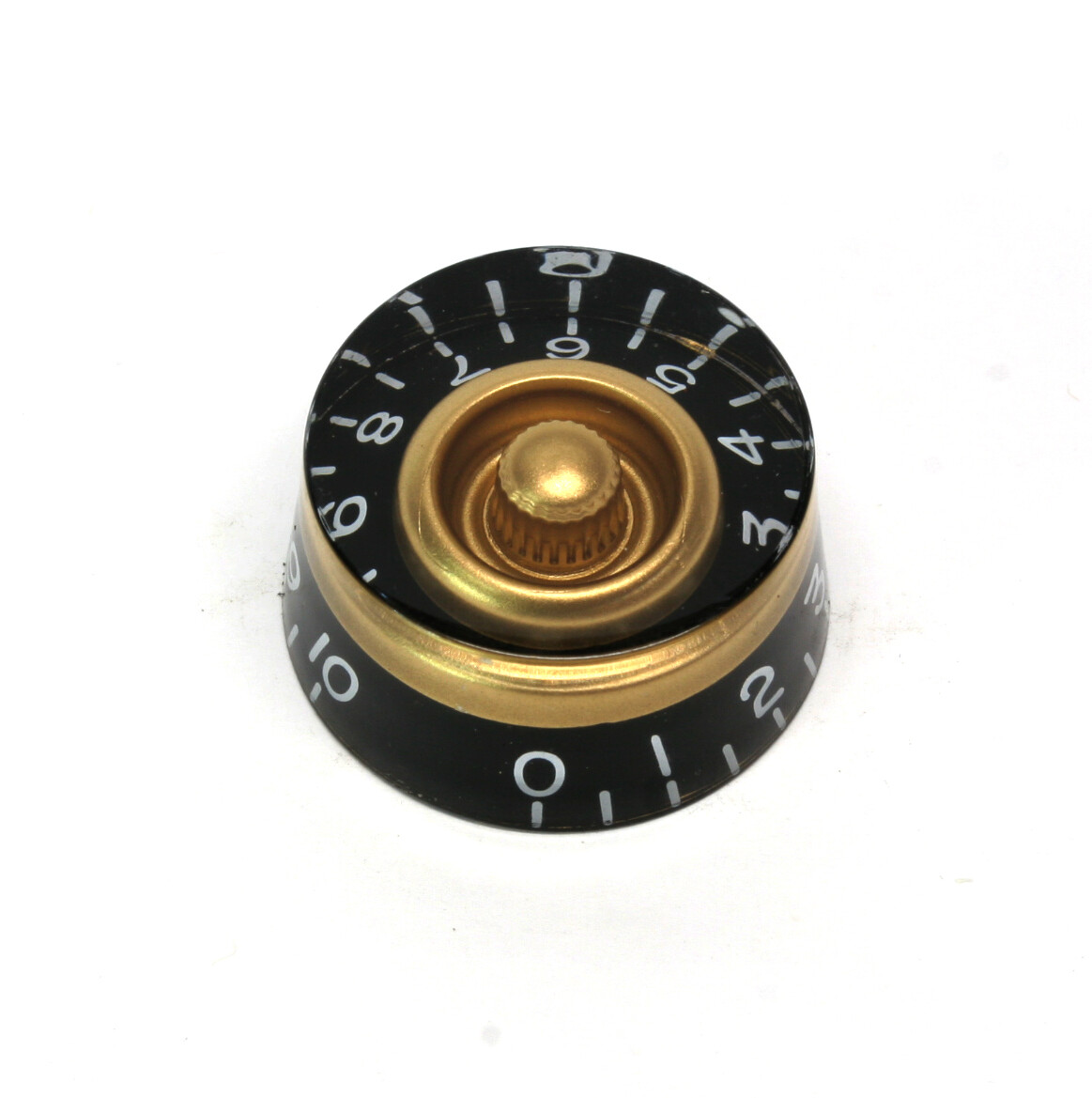 1 x Black/Gold Speed knob vintage style numbers, fits USA split shaft pots.