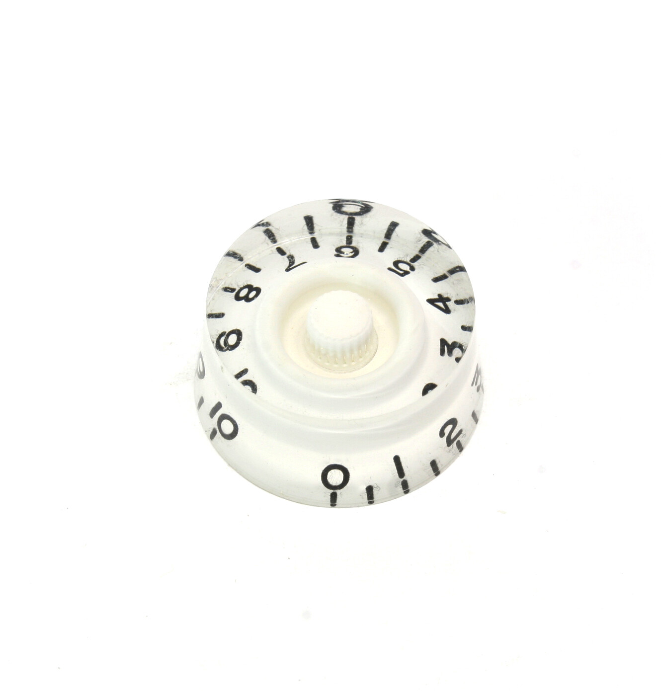 White Speed knobs vintage style numbers, fits USA split shaft pots.