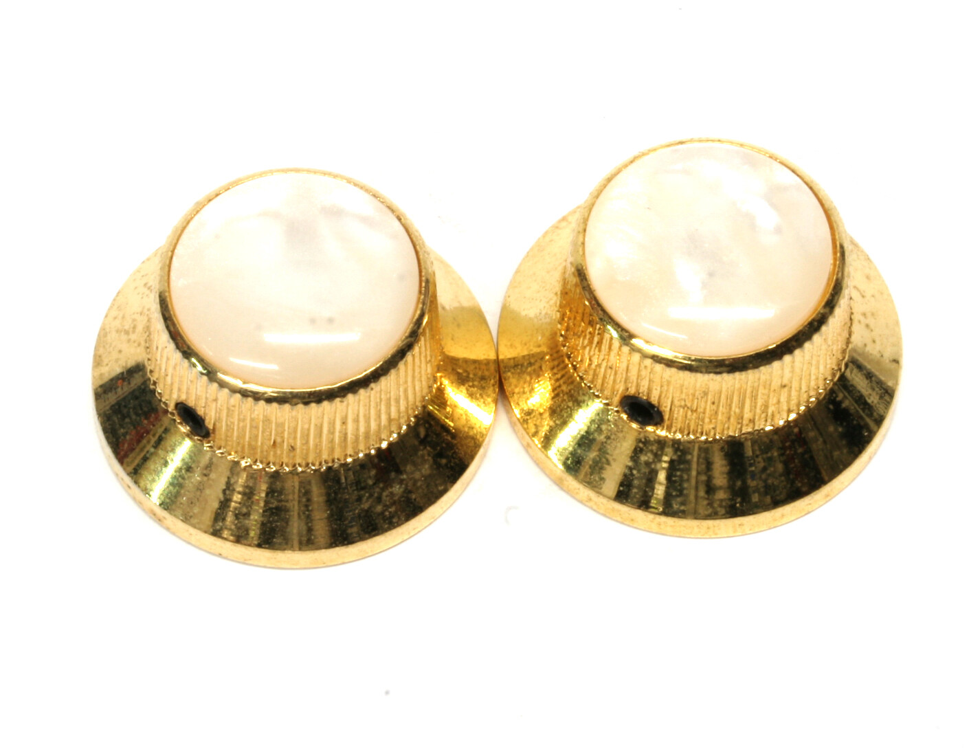 2 Gold Metal Bell knobs US size fit. Set Screw