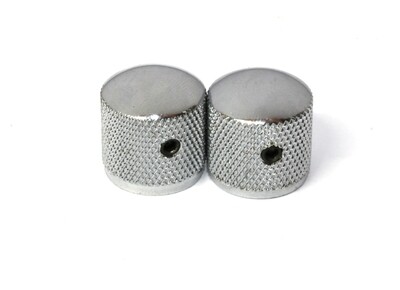 Chrome Dome knobs (2), Gotoh, with set screw, fits USA split shaft pots, 23/32" tall x 3/4" wide.