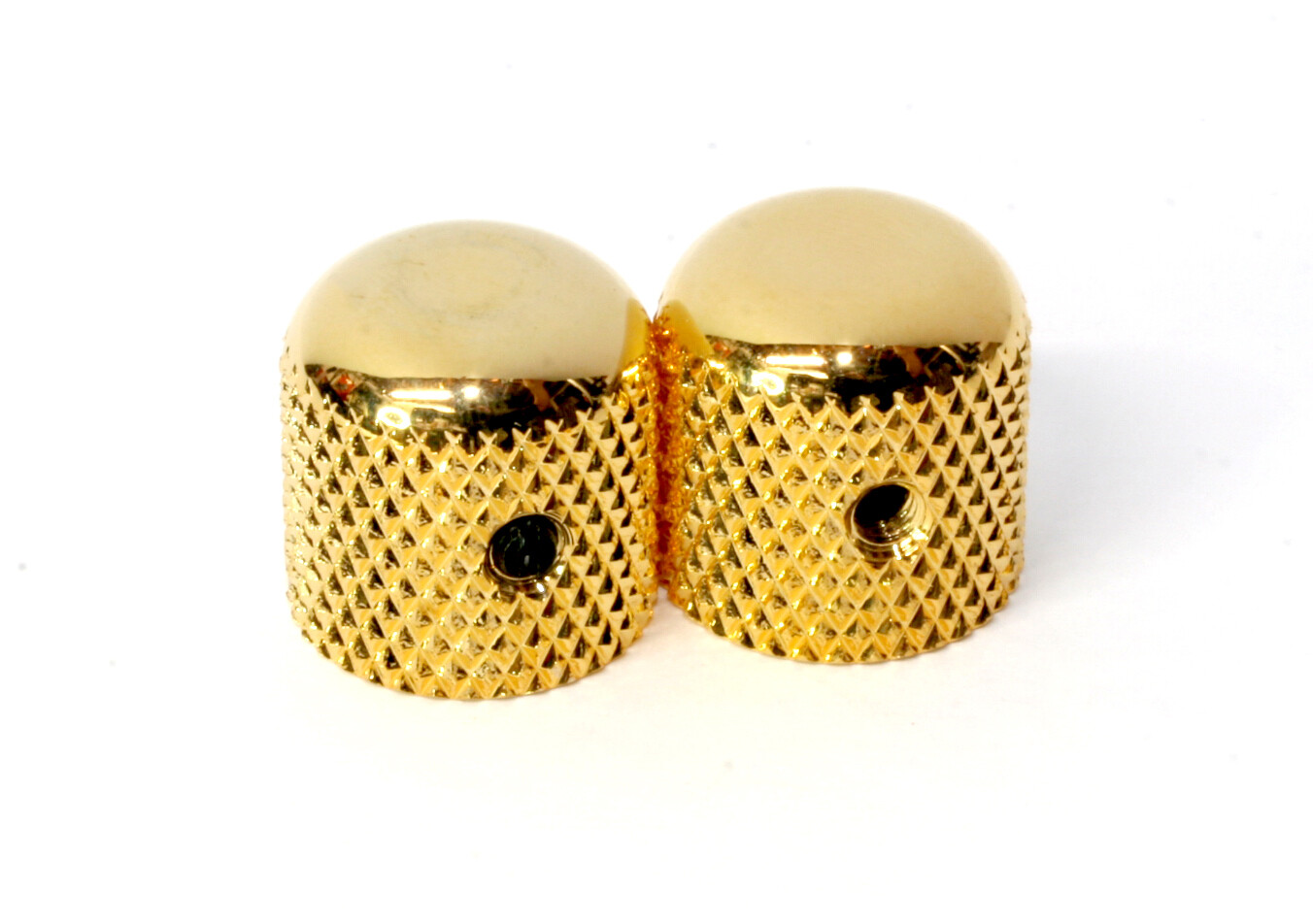 Gold Heavy Knurl Metal Dome Knobs x 2