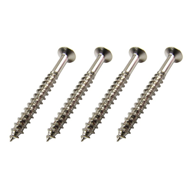Brio Set of 4 Neck Plate Screws for Fender Strat Tele P Jazz Bass Chrome