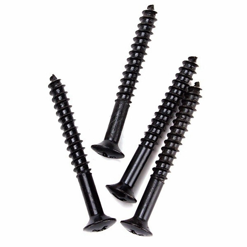 Brio Set of 4 Neck Plate Screws for Fender Strat Tele P Jazz Bass Black