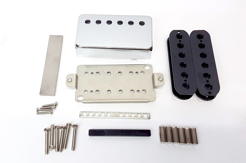 Pickup Kit - Nickel Silver Cover &amp; Baseplate 52mm Humbucker Alnico 5