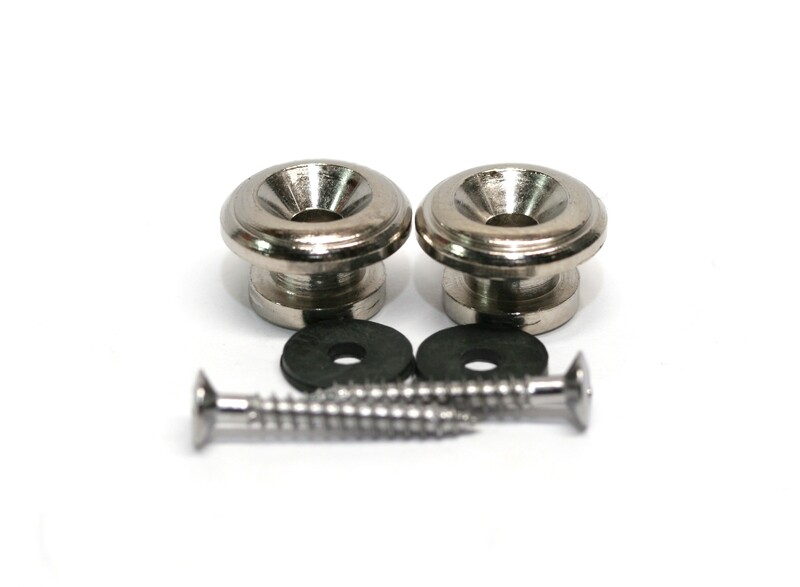 Brio Guitar Metal 15mm Strap Buttons, Chrome