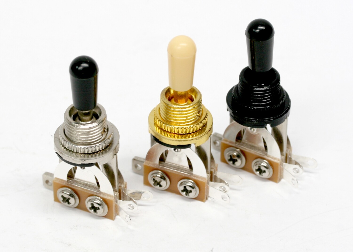 Brio Metric 3 Way Short Straight Toggle Switch, Gold, Black or Chrome Top with Cream Tip or Black Tip