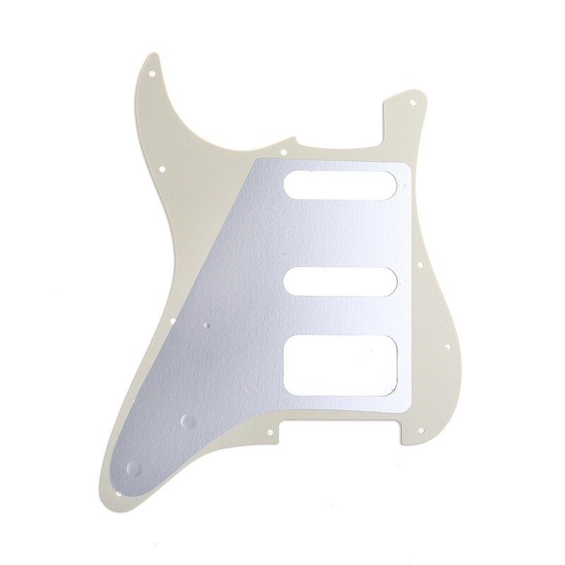 Brio 11-Hole Modern Style Strat HSS Pickguard for American Stratocaster Pearloid Aged White [Round Corners]