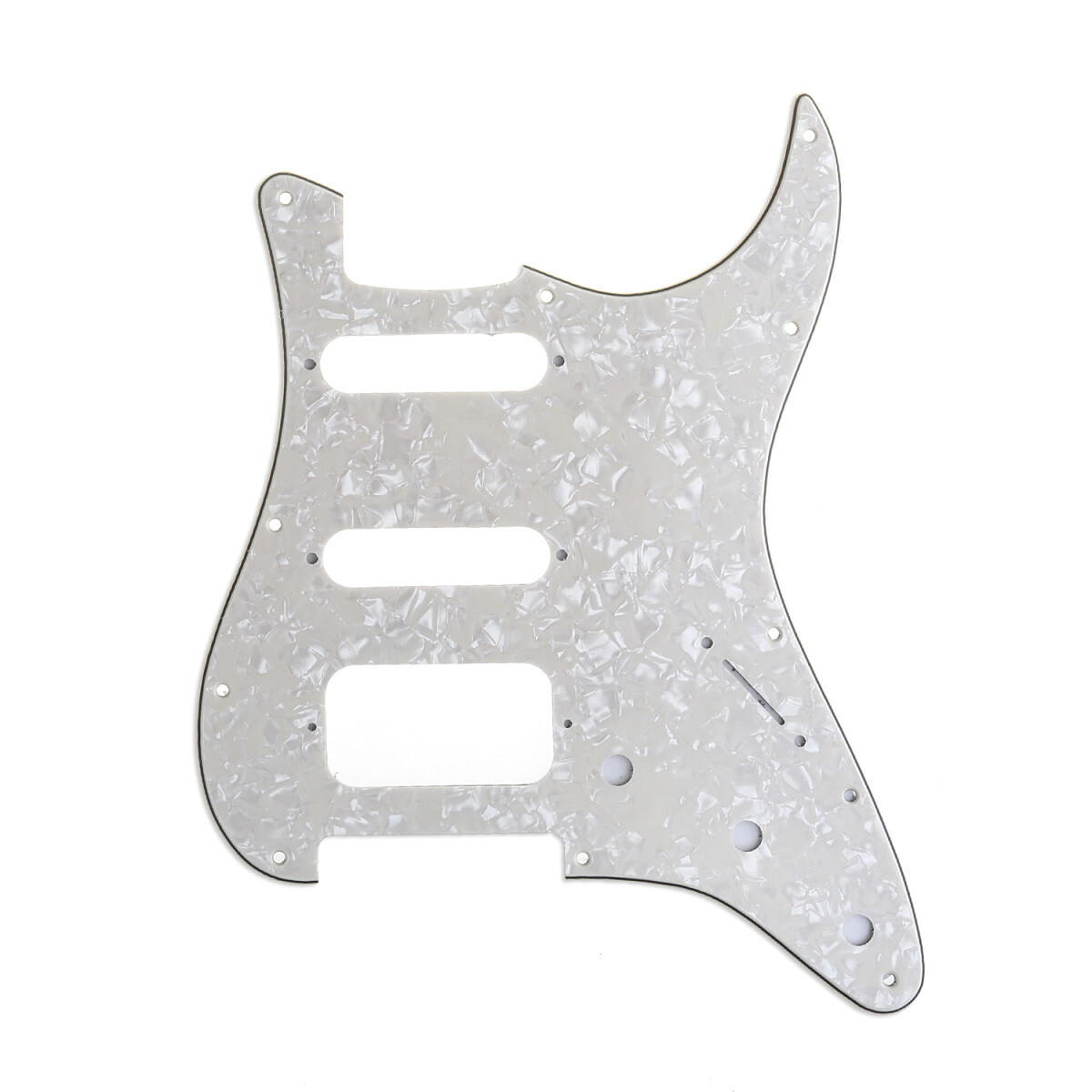 Brio 11-Hole Modern Style Strat HSS Pickguard for American Stratocaster Pearloid Aged White [Round Corners]