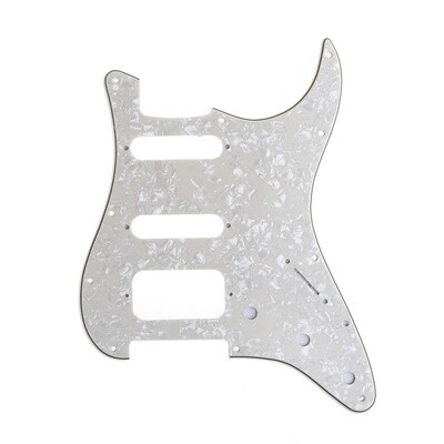 Brio 11-Hole Modern Style Strat HSS Pickguard for American Stratocaster Pearloid Aged White [Round Corners]
