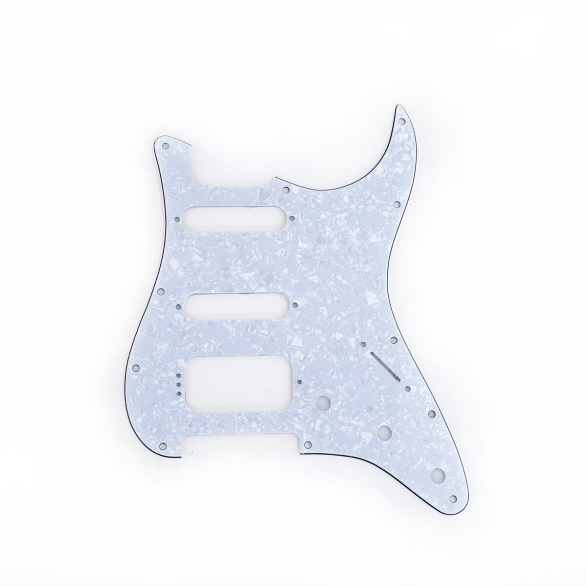 Brio 11-Hole Modern Style Strat HSS Pickguard for American Stratocaster Pearloid White [Round Corners]
