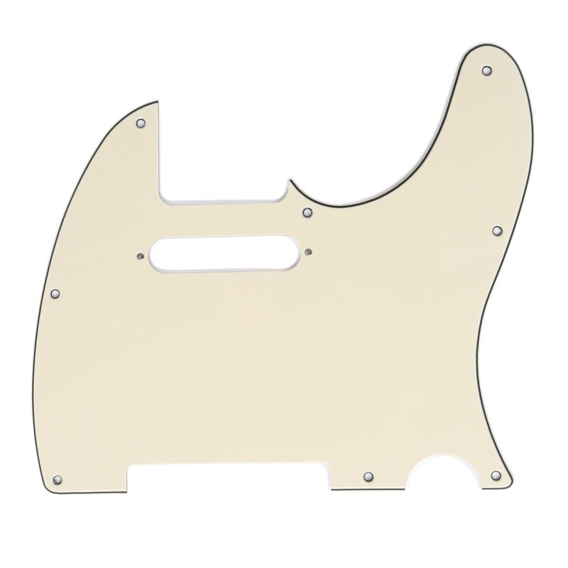 Brio 8 Hole Guitar Tele® Pickguard RH  3 Ply Cream