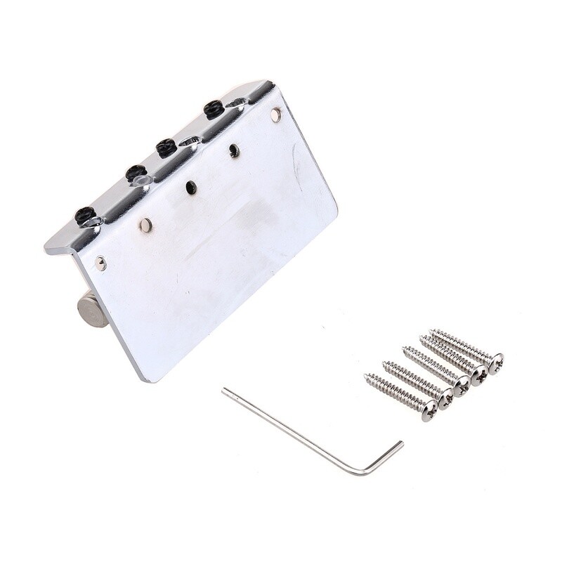 Wilkinson 57mm(2-1/4 inch) String Spacing 4-String Fixed Bass Bridge Threaded Saddles for Precision Bass and Jazz Bass, Chrome