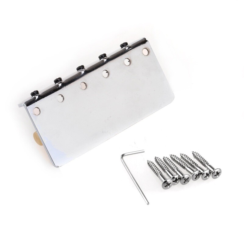 Wilkinson 76.2mm(3 inch) String Spacing 5-String Fixed Bass Bridge Brass Saddles for Precision Bass and Jazz Bass, Chrome