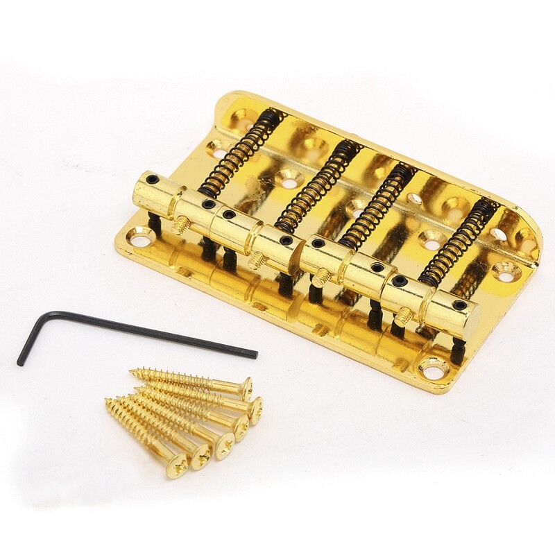 Brio 4 String Vintage Style Bass Bridge for Jazz Bass Top Load Gold