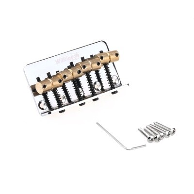 Wilkinson 57mm(2-1/4 inch) String Spacing 4-String Fixed Bass Bridge Brass Saddles for Precision Bass and Jazz Bass, Chrome