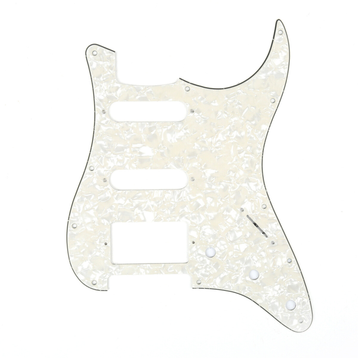 Brio 11-Hole Modern Style Strat HSS Pickguard for American Stratocaster Pearl Aged White