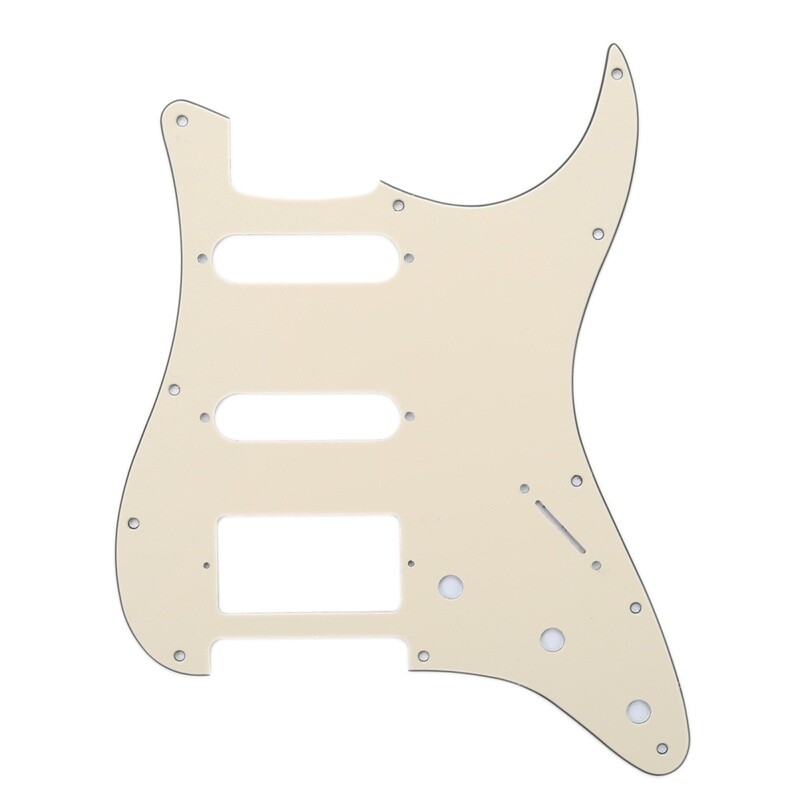 Brio 11-Hole Modern Style Strat HSS Pickguard for American Stratocaster Cream 3 Ply