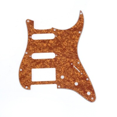 Brio 11-Hole Modern Style Strat HSS Pickguard for American Stratocaster Pearl Golden Brown