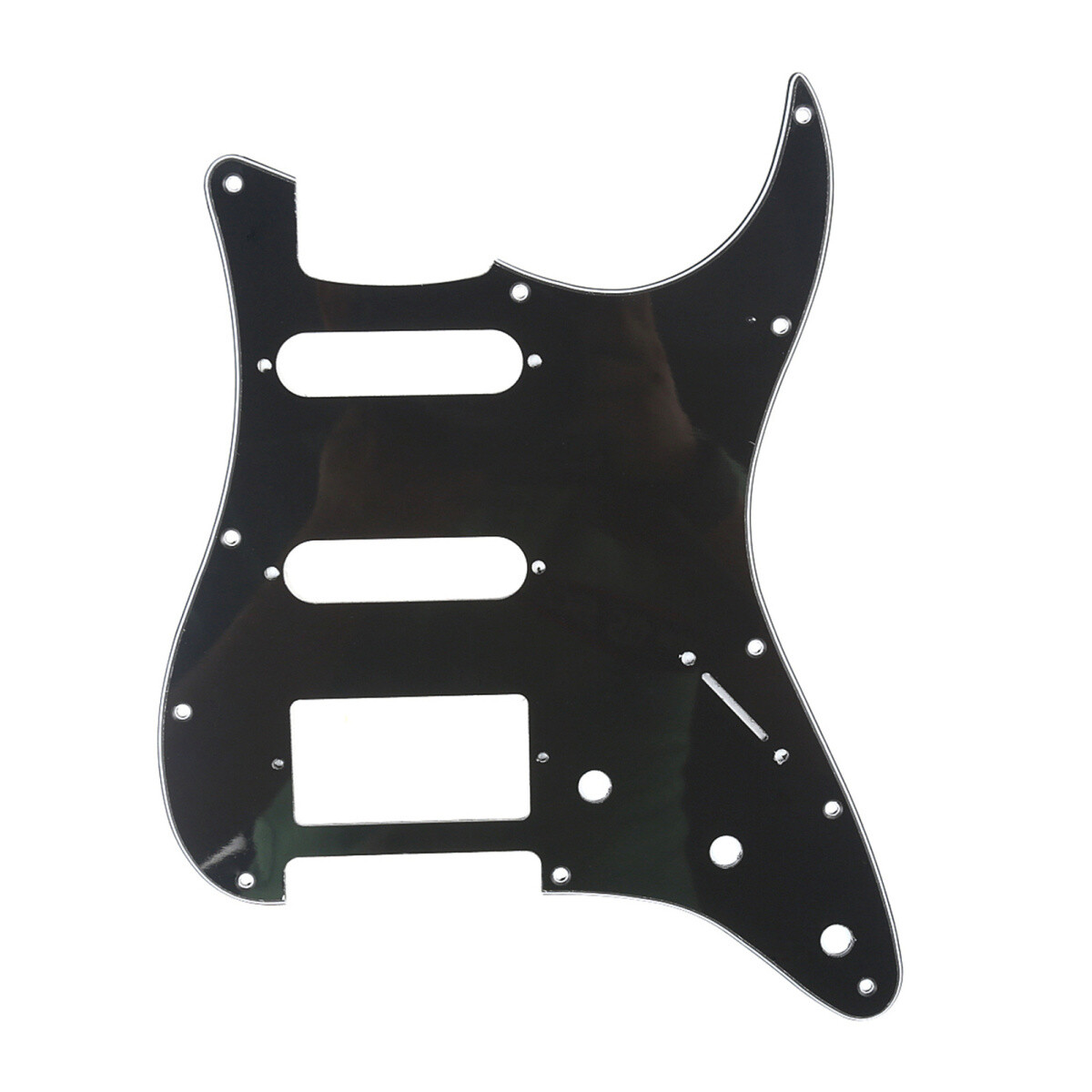 Brio 11-Hole Modern Style Strat HSS Pickguard for American Stratocaster Black 3 Ply