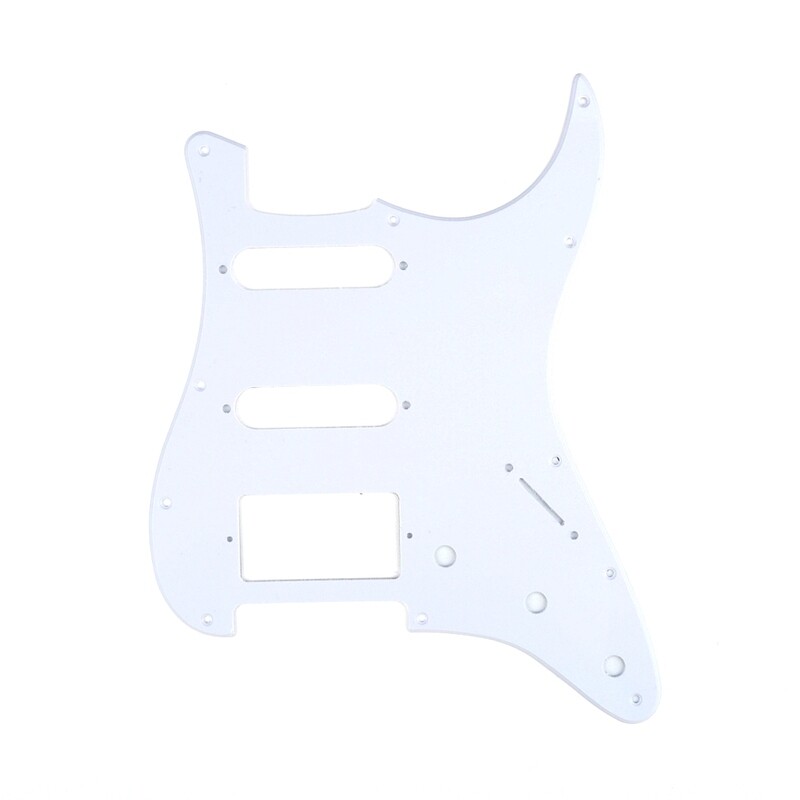 Brio 11-Hole Modern Style Strat HSS Pickguard for American Stratocaster White 1 Ply