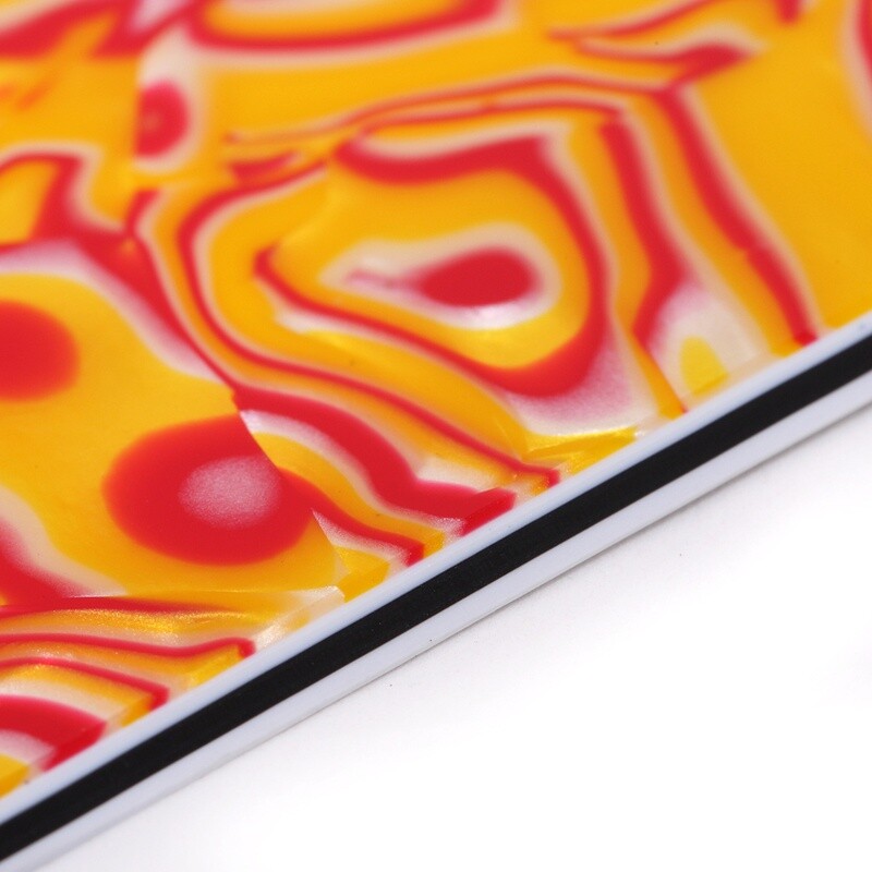 Brio Yellow Red Shell Modern Style Back Plate Tremolo Cover 4 ply - US/Mexican Fender®Strat® Fit