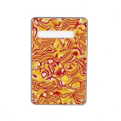 Brio Yellow Red Shell Modern Style Back Plate Tremolo Cover 4 ply - US/Mexican Fender®Strat® Fit