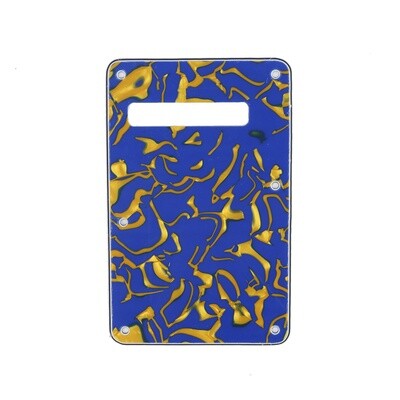 Brio Yellow Blue Shell Modern Style Back Plate Tremolo Cover 4 ply - US/Mexican Fender®Strat® Fit