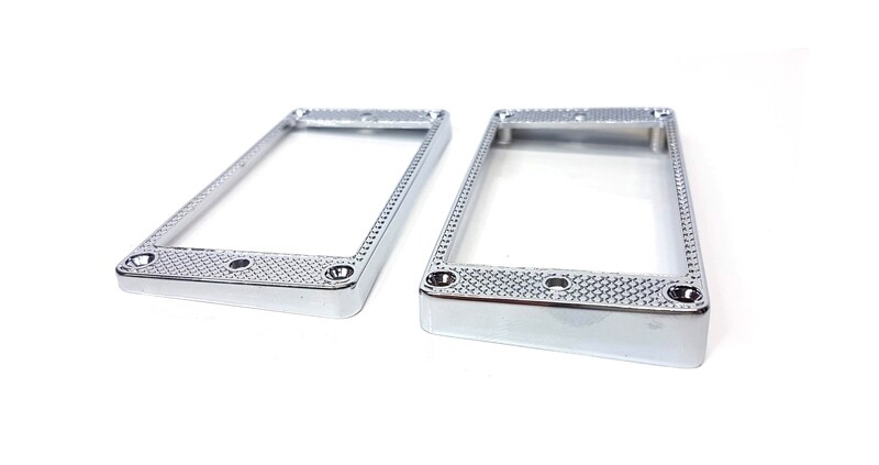 Brio Knurled Metal Humbucker Pickup Rings SET Chrome Curved Bottom