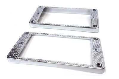 Brio Knurled Metal Humbucker Pickup Rings SET Chrome Curved Bottom