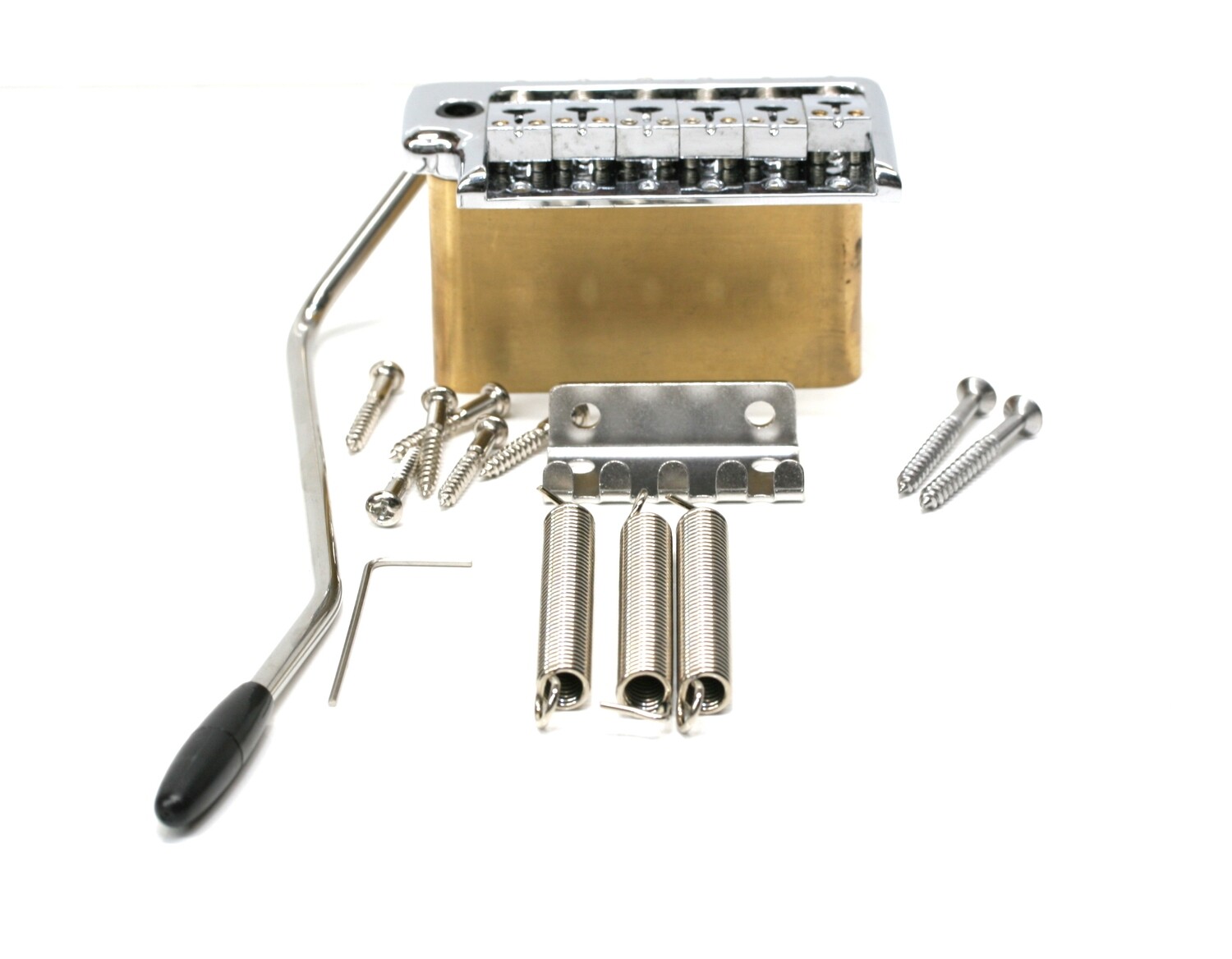 Brio Stainless Steel Saddles, Solid Brass Block 2 1/8th (53mm) String spacing Tremolo Chrome