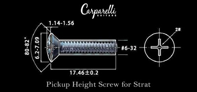 Carparelli Pickup Height Screw for Strat Nickel (Set of 6)