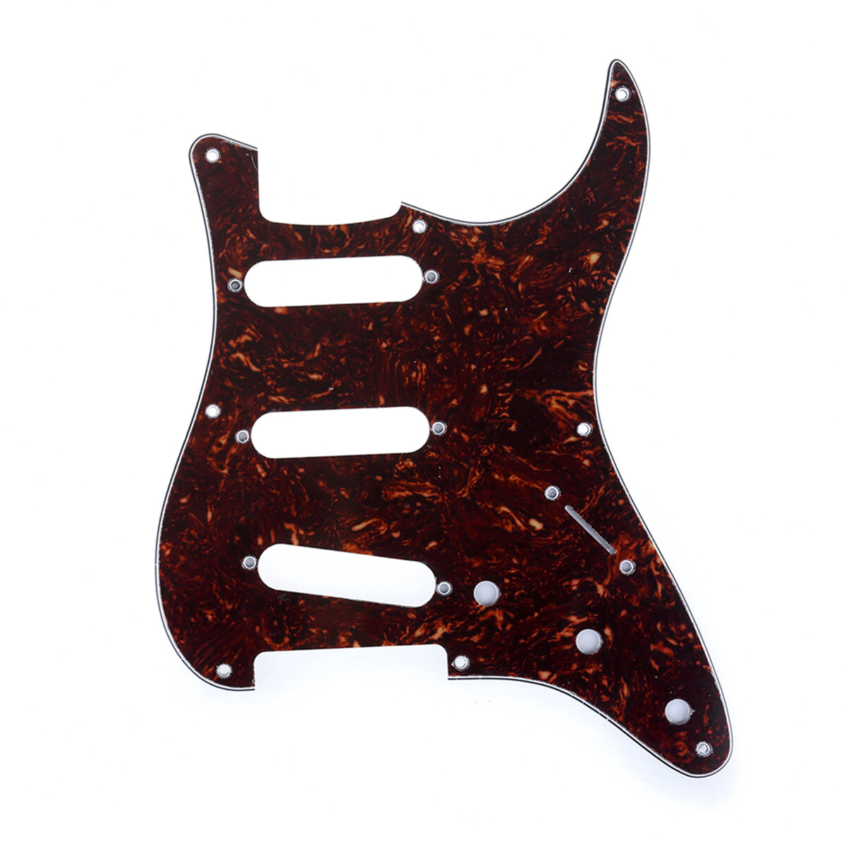Brio 8-Hole 57 Vintage Style Strat SSS Pickguard for American Stratocaster, 4 ply Modern Brown Tortoise