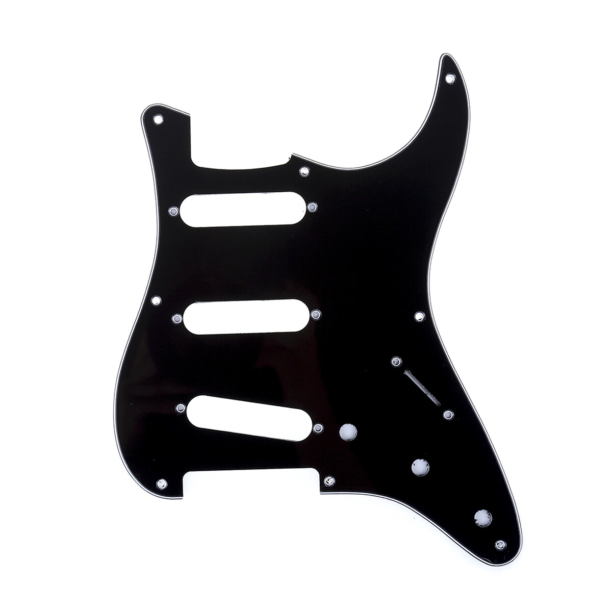 Brio 8-Hole 57 Vintage Style Strat SSS Pickguard for American Stratocaster, 3 Ply Black