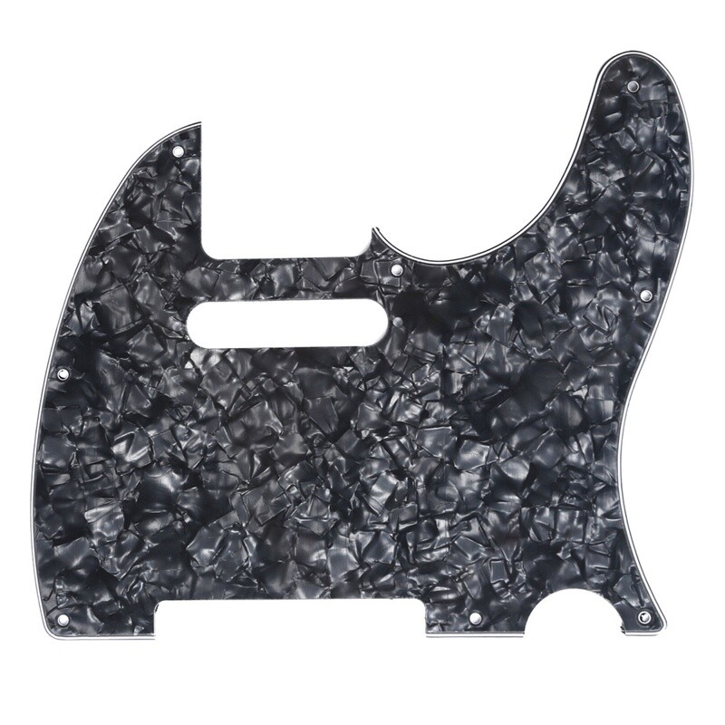 Brio 8 Hole Guitar Tele® Pickguard RH 4 Ply Black Pearloid