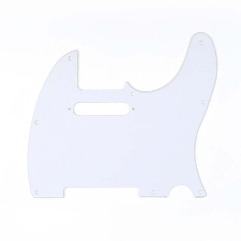 Brio 8 Hole Guitar Tele® Pickguard RH 
1 Ply White