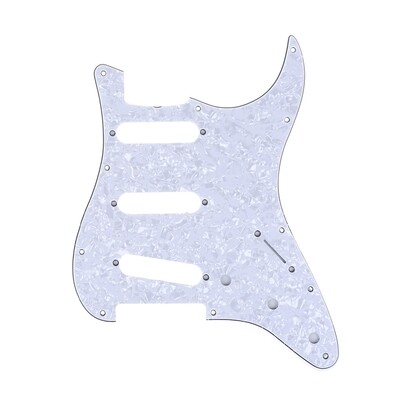 Brio SSS Strat® Pickguard 11-Hole 62 Vintage Style American Stratocaster 62, 4 Ply White Pearloid