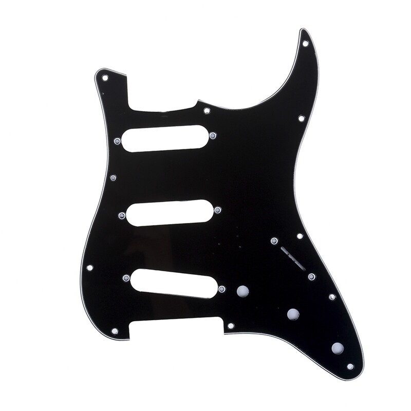 Brio SSS Strat® Pickguard 11-Hole 62 Vintage Style American Stratocaster 62, 3 Ply Black