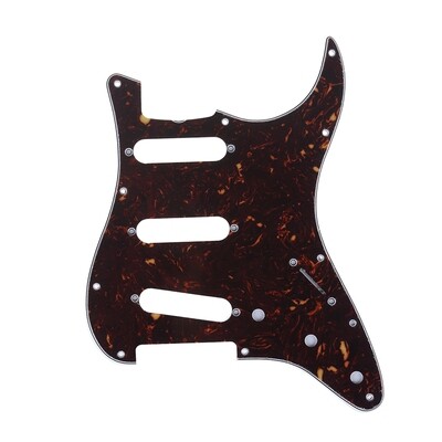 Brio SSS Strat® Pickguard 11-Hole 62 Vintage Style American Stratocaster 62, 4 Ply Brown Tortoise