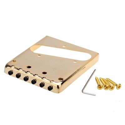 Wilkinson 54mm(2-1/8 inch) String Spacing Vintage Ashtray Telecaster Bridge 6 Brass Saddles Gold