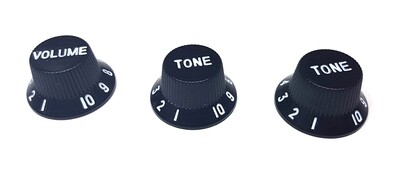 Brio Left Handed Metric Strat® Knobs, 1 Volume 2 Tone Black